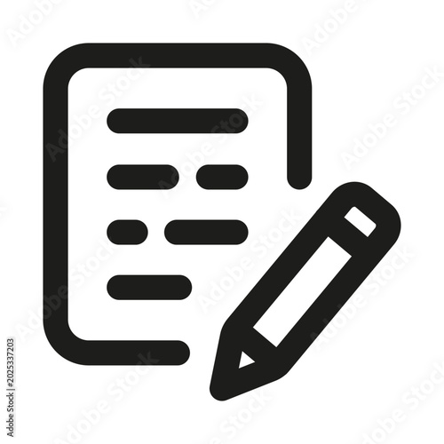 Writing icon. Editable line icon. Professional and modern outline icon vector illustration featuring a creative pen tip and notebook document page elements in a minimal design.