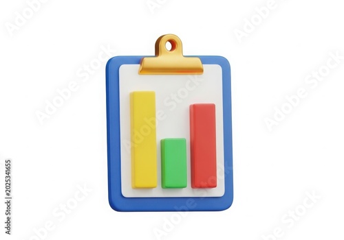 Clipboard with colorful progress bar chart icons