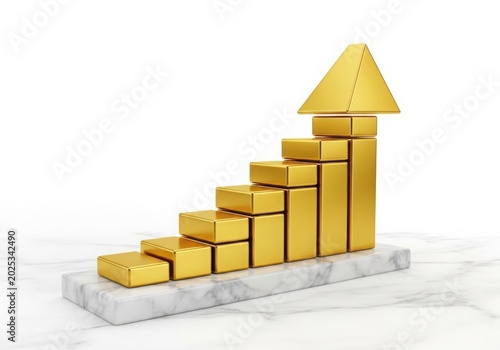 Golden upward arrow blocks on gray base