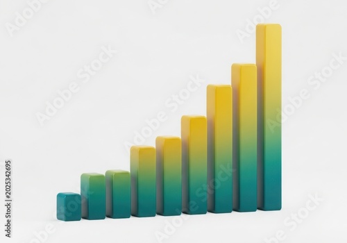 Growing gradient bar chart with upward trend