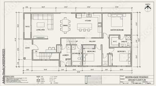 Foto Modern house residence ground floor plan architectural drawing