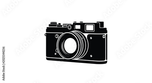 Bild auf Leinwand rangefinder camera silhouette on a white background