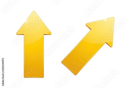 Golden upward and diagonal arrow icons
