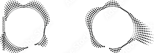 Bilde på lerret Abstract dot pattern composition two circular forms with trailing particles in b