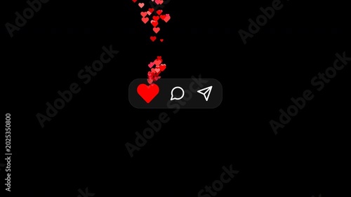 Social Media Engagement Animation Featuring Floating Red Heart Icons