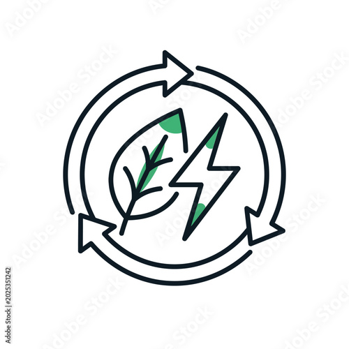 Eco Energy Recycling Outline Icon
