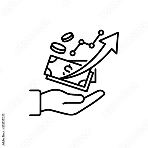 Profit Growth and Income Increase Outline Icon
