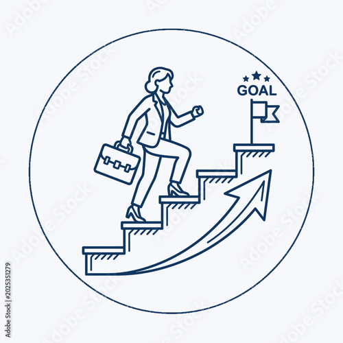 Career Growth and Success Line Icon Set