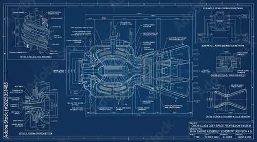 Photos Blueprint of an orionclass deep space propulsion system engine assembly