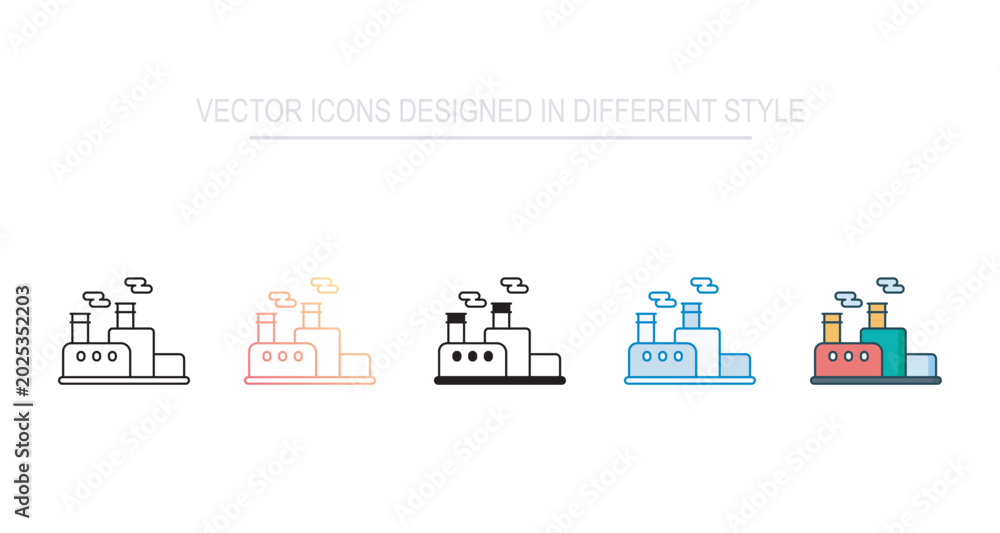 Fototapeta premium Factory Icon Set With White Background Illustration