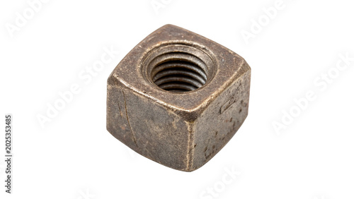 Картината върху платно Heavy industrial square metallic nut with central inner thread for secure machin