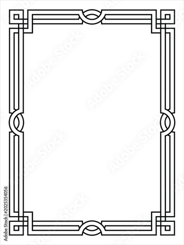 Art Deco black ornamental decorative frame. Vintage simple line frame border plaque book cover. Frame border deco vector simple line isolated. Vector illustration.