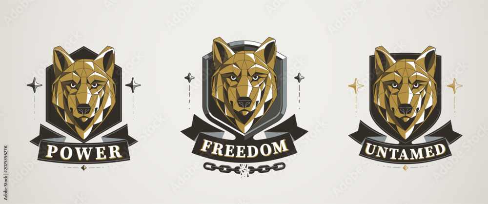 Obraz premium Lone wolf illustration representing independence set, solitude and inner strength, a symbol of freedom, self-reliance and the path of an individual beyond the crowd.