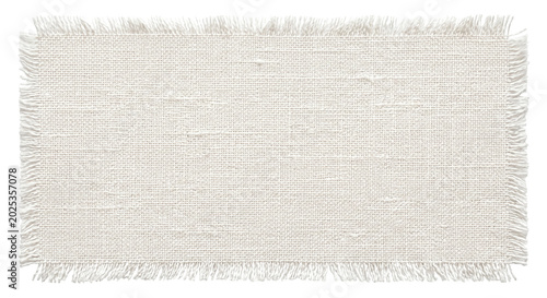Cuadro en lienzo Blank rectangle cream canvas patch with frayed edges isolated on transparent bac