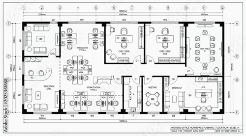 Fotografie Highend office workspace floor plan for project alpha corp