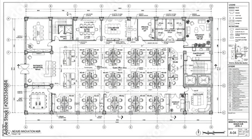 Obraz na plátně Modern office workspace floor plan for nexus innovation hub