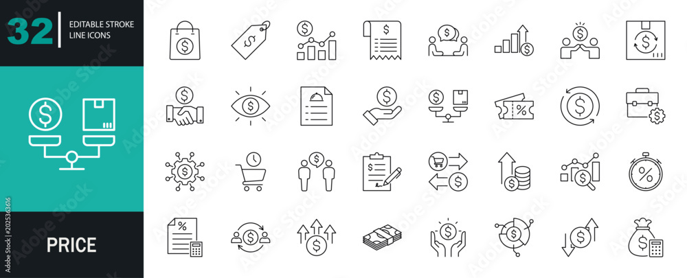 Foto Price icon set