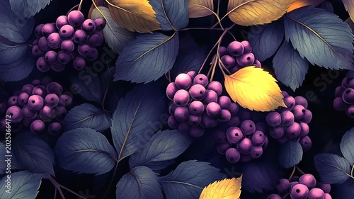 Vibrant Grapes and Leaves in a Lush Background