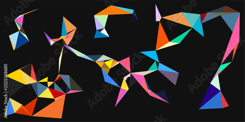 Schilderij op canvas Abstract Colorful Geometric Low Poly Triangular Pattern Background