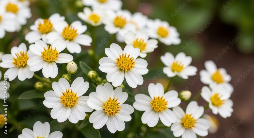 Fototapeta premium Delicate White and Yellow Flowers in Full Bloom.