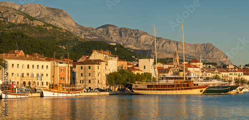 Photos A Panoramic View of Makarska and the Biokovo Mountain Range at Sunset