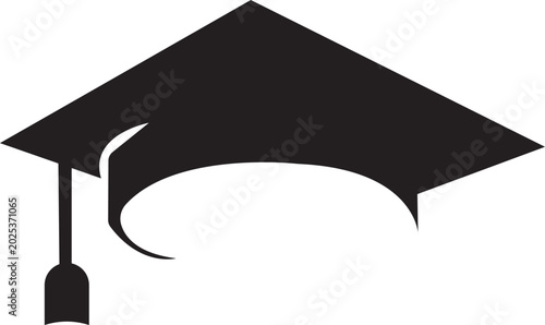 Billede på lærred Black graduation cap and diploma vector icon representing graduation, education,