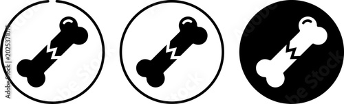 Broken bone icon set, fracture sign, vector illustration