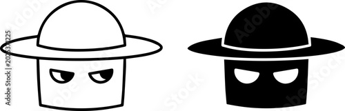 Foto Set of two icons of a mysterious character wearing a hat