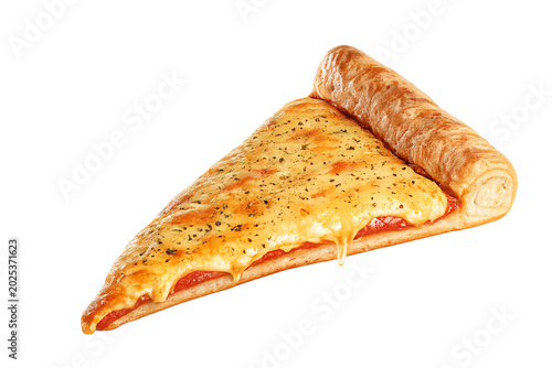 Cheese Pizza Slice Isolated on Transparent Background – Realistic Hot Fast Food EPS Vector