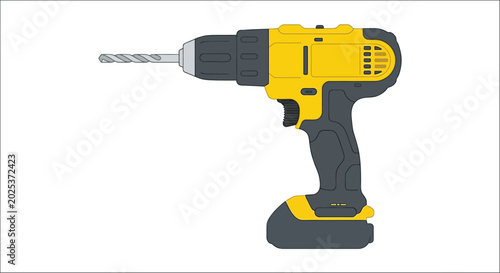 Tableau sur toile yellow and gray cordless drill on white background