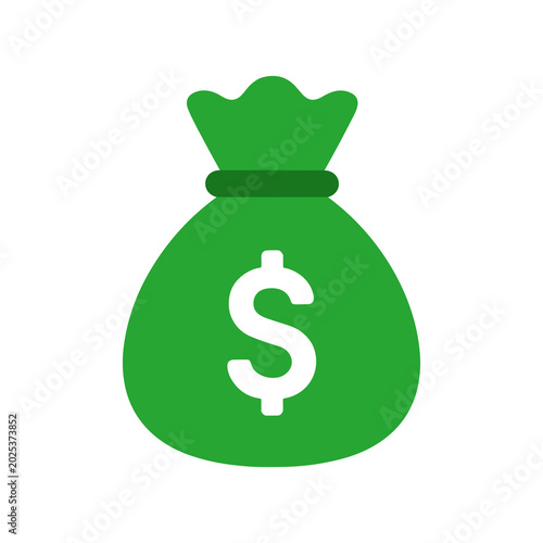 Green money bag with dollar sign PNG icon. Wealth cash sack savings symbol PNG illustration.
