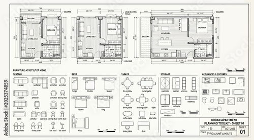 Fotografía Urban apartment planning toolkit furniture assets and layouts