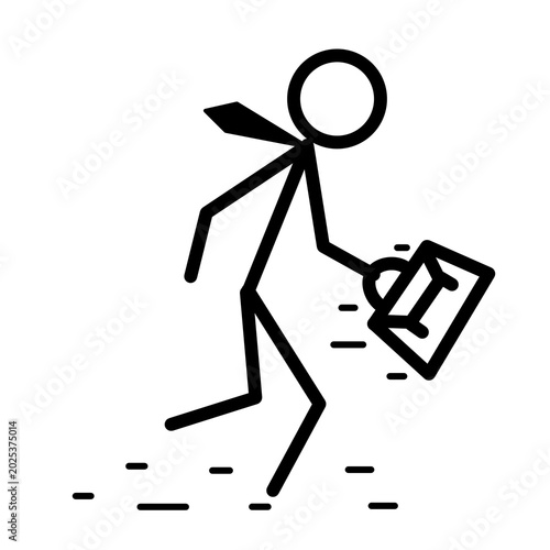 Businessman running icon with briefcase isolated on transparent background cutout