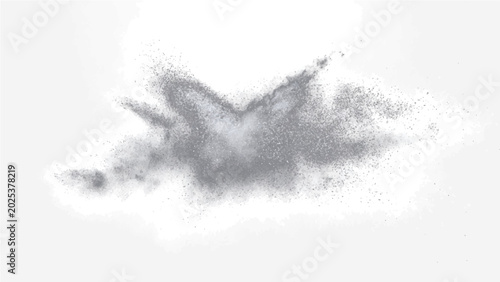 Canvas-taulu Explosion grey powder against bright background, conveying dynamism, dispersion, particle disintegration