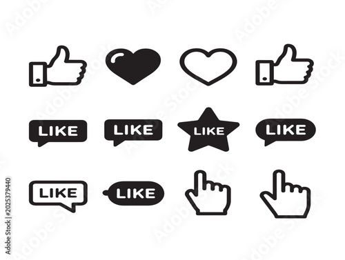 Like icons thumbs up heart hand approval vector flat illustration