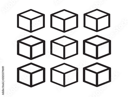 Stacked isometric cubes vector illustration line art geometric shapes
