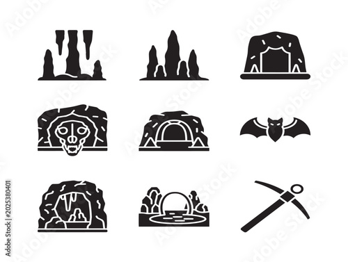 Halloween icons set vector line illustration with spooky elements and symbols
