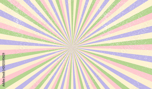 Photos Full frame pastel colored sunburst background with faded stripes grunge texture