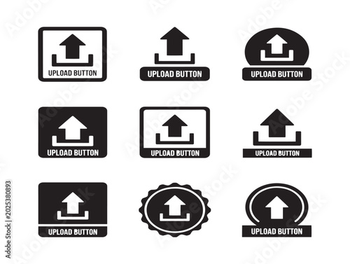 Upload button icons set vector illustration flat design style