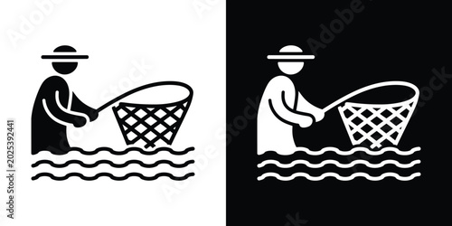 Two cartoon chefs in white hats and aprons holding checkered serving trays