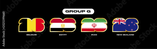 Quadro su tela International soccer competition graphic featuring group G flags belgium, egypt,