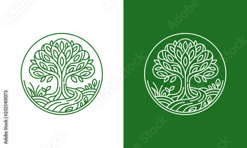 Foto A stylized illustration of the Tree of Life, depicted as a circular emblem with