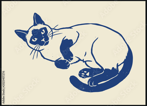 Quadro em tela cream siamese cat resting peacefully with modern artistic style