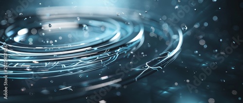 Ripples form in water with light reflecting off the surface in a dark setting during evening hours
