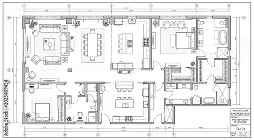 Fotografía Detailed architectural engineer plan for the belvedere penthouse interior layout