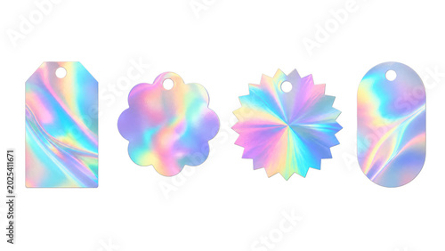 Holographic iridescent sale tags isolated