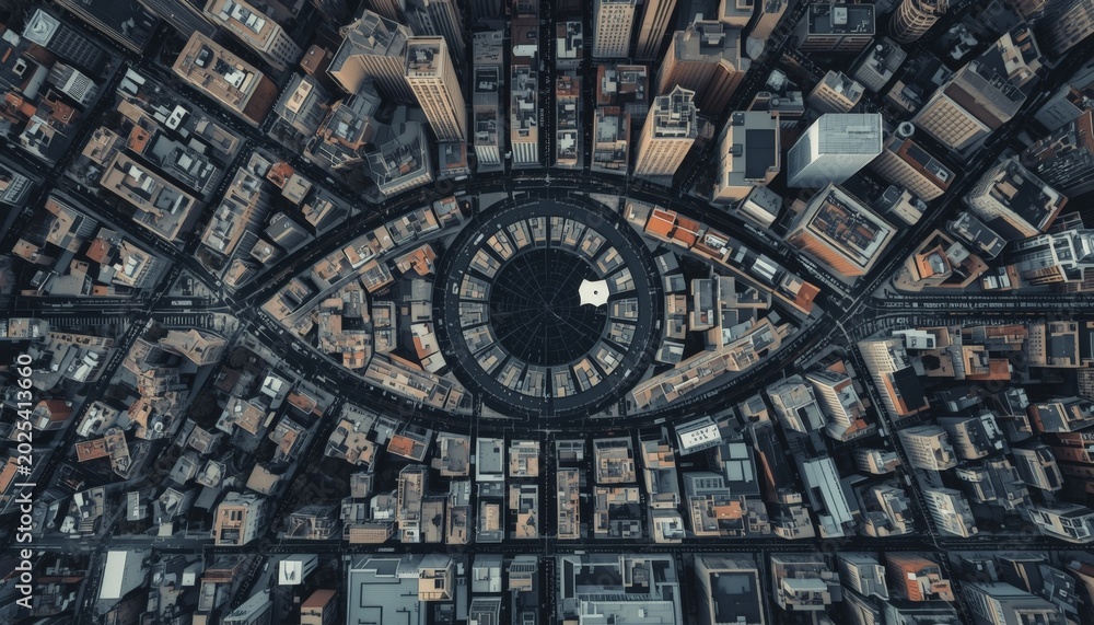 Obraz premium An aerial view of a city with lots of tall buildings