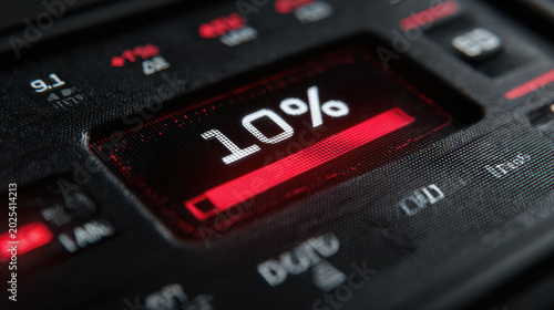 Battery low battery battery level 10 percent battery icon warning power charge smartphone screen low battery warning with red battery icon showing