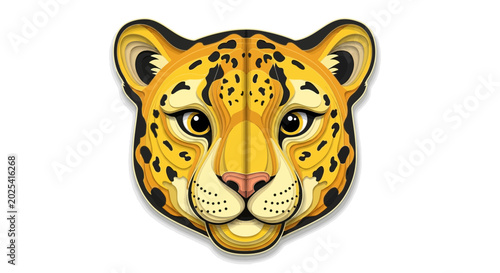 Canvas Print Stylized Jaguar Head Papercraft 3D Art - Jungle Animal