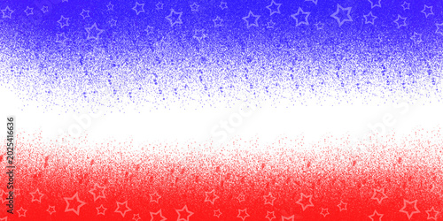 Vibrant red white and blue gradient background with star pattern isolated on transparent background